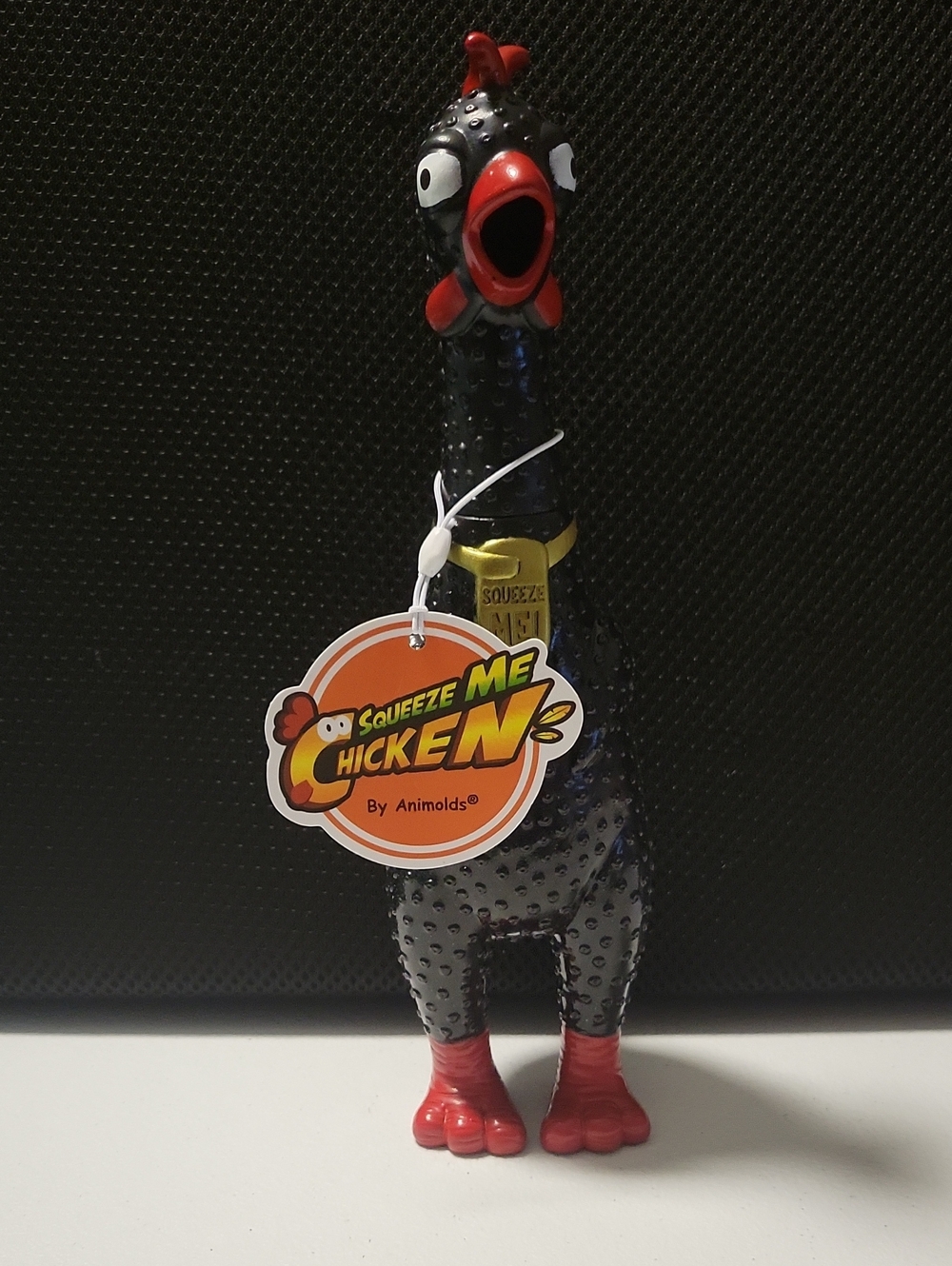 Squeeze Me Chicken - Black and Red Toy. TG